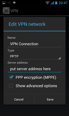 how to setup VPN in android